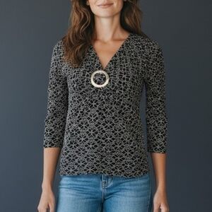 JOSEPHINE CHAUS Floral Embroidered Cinch Fitted Cropped Witchy Blouse